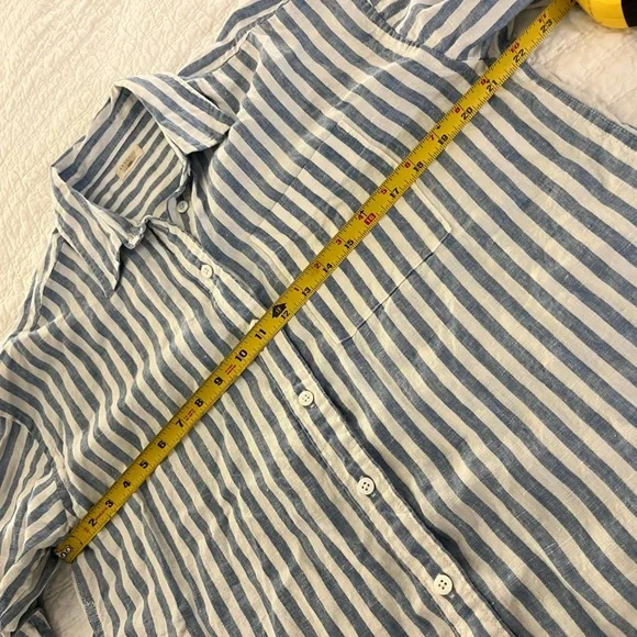 Faherty Laguna Linen blue white stripe M - Picture 6 of 12
